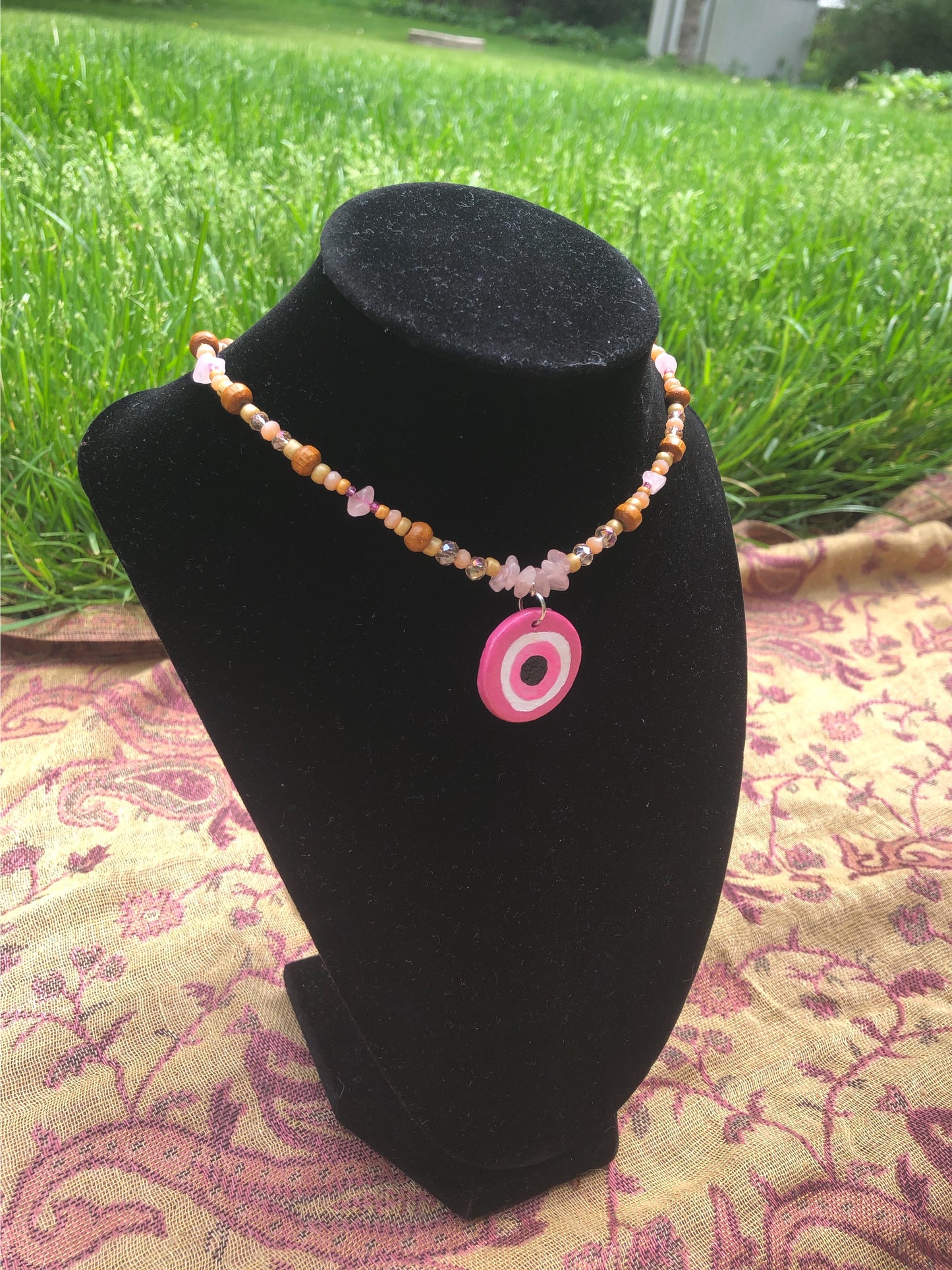 Natural Blush Evil Eye Choker