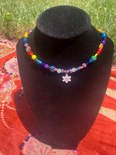 Load image into Gallery viewer, White Pansy Rainbow Choker
