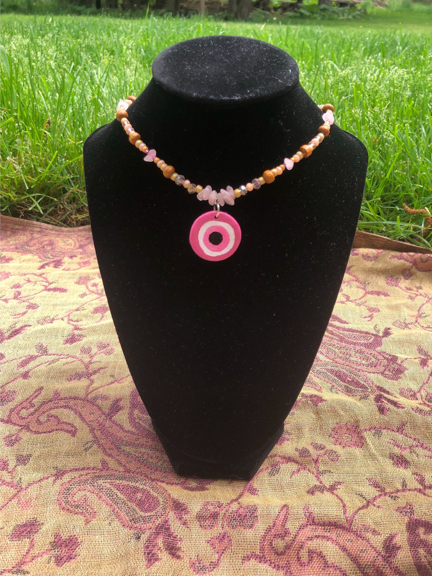 Natural Blush Evil Eye Choker