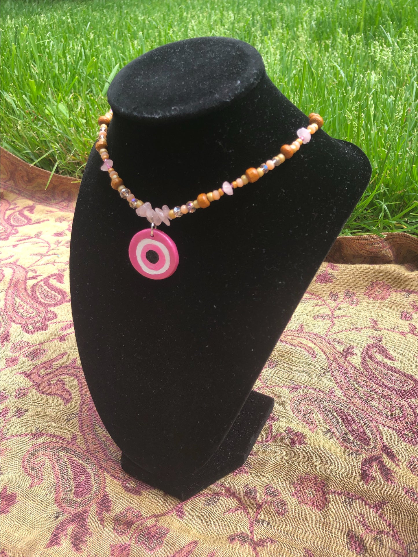 Natural Blush Evil Eye Choker